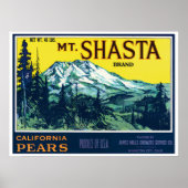  mt Shasta California Pars Label Poster (Voorkant)