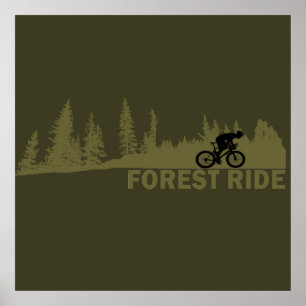 MTB-afdaling bosrit mountainbiken Poster