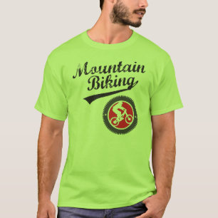 MTB Biking Retro grafische kaart, zwart-wit en roo T-shirt