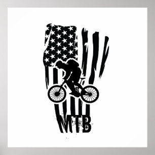 Mtb mountainbiken Amerikaanse zwarte  vlag Poster