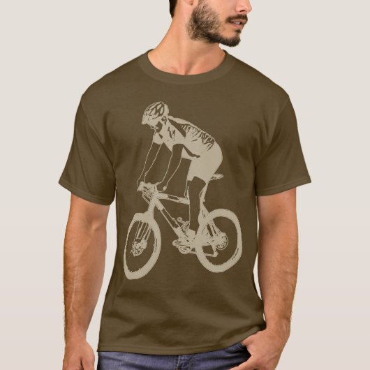 MTB mountainbiking Solo Silhouette, Tan-ontwerp T-shirt (Voorkant)