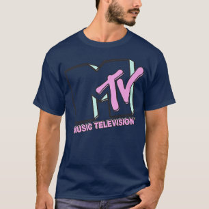 MTV Music Television Retro Word Stack voor & achte T-shirt