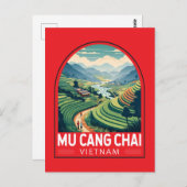 Mu Cang Chai Vietnam Reizen Retro Embleem Briefkaart (Voorkant / Achterkant)