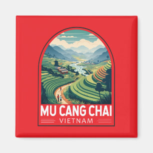 Mu Cang Chai Vietnam Reizen Retro Embleem Magneet
