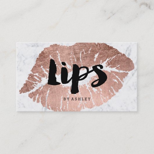 MUA make-up lips roos gouden typografie marmer Visitekaartje (Voorkant)