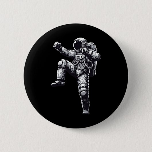 Muay Thai Astronaut Kickboksen Ronde Button 5,7 Cm (Voorkant)