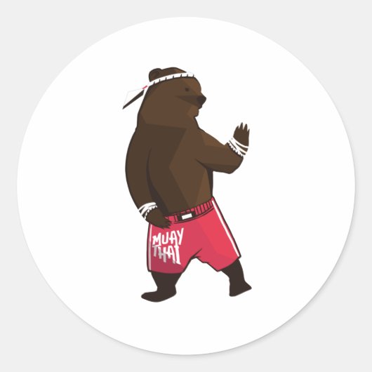 Muay Thai Beer Fighter Ronde Sticker (Voorkant)