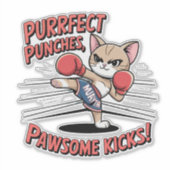 Muay Thai Boksen Schattigee Anime Cat Sticker (Voorkant)