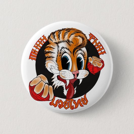 Muay Thai Cat Button Badge (Voorkant)