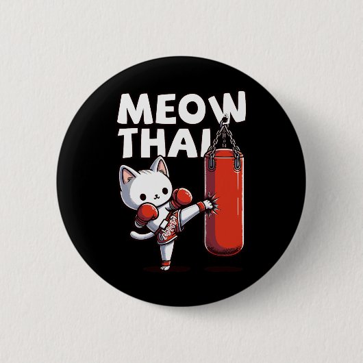 Muay Thai Cat Meow Thai Ronde Button 5,7 Cm (Voorkant)
