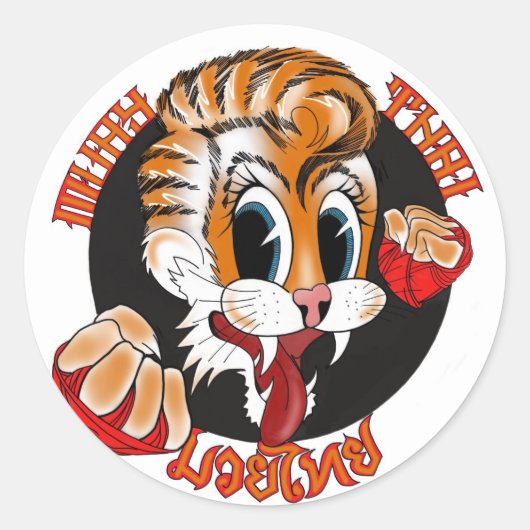 Muay Thai Cat Sticker (Voorkant)