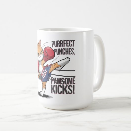 Muay Thai Cute Boxe et Kicking Cat Mug (Devant droit)