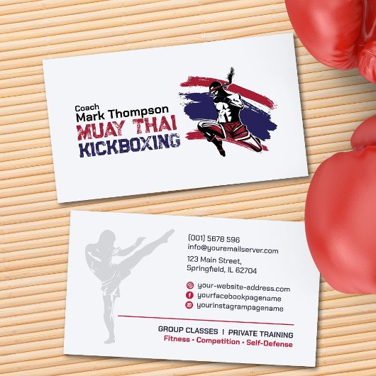 Muay Thai en Kickboksen Coach - Blauw Rood Visitekaartje