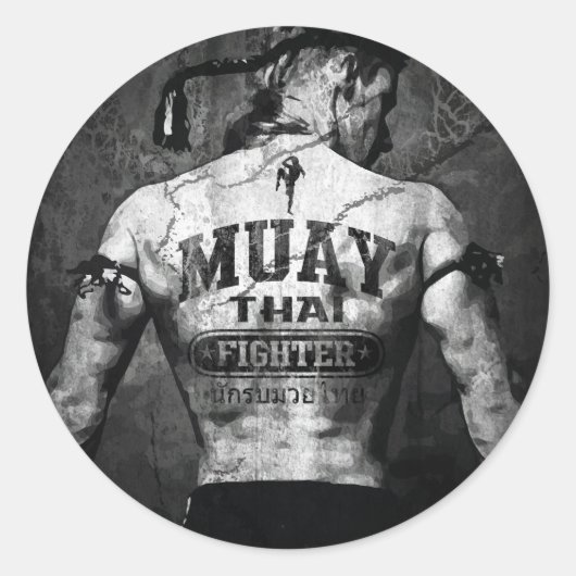  Muay Thai Fighter Ronde Sticker (Voorkant)