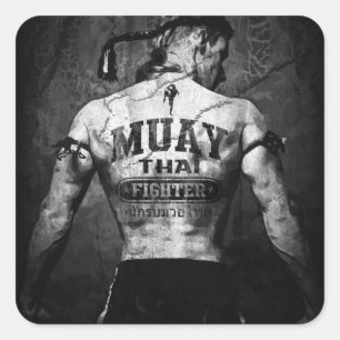  Muay Thai Fighter Vierkante Sticker