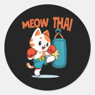 Muay Thai Funny Cat Lover Thais Boksen Thailand Me Ronde Sticker