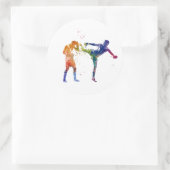 Muay thai in waterverf ronde sticker (Tas)