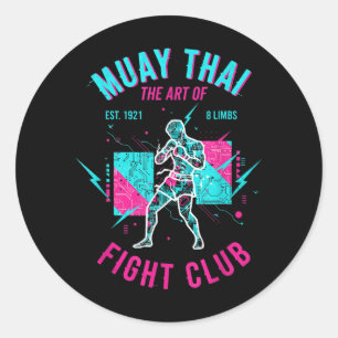 Muay Thai Kunst van 8 Ledematen Cyber Fight Club Ronde Sticker