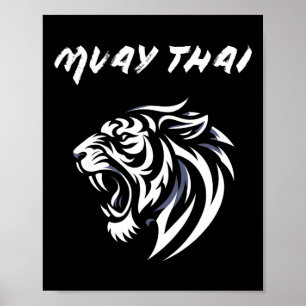 Muay Thai Mma Gevecht Tattoo Tijger Brul Kickbokse Poster