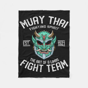 Muay Thai Oni Demon Fight Team - Nak Muay, Kickbok Fleece Deken