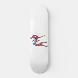 Muay Thai-strijder in waterverf Skateboard