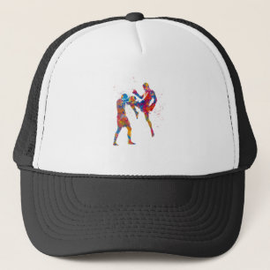 Muay Thai-strijder in waterverf Trucker Pet