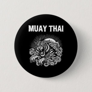 Muay Thai Taal Tattoo Tijger Gebrul Kickboksen Th Ronde Button 5,7 Cm
