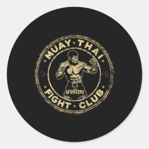 Muay Thai Thailand Kickboksen Mma Vechter Vintage  Ronde Sticker