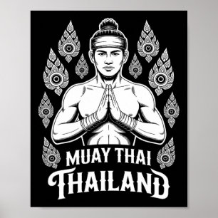 Muay Thai Thailand Vintage Tijger Vechters Trainin Poster