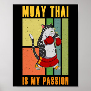 Muay Thai Thailand Vuist Ring Knie Vechter Technie Poster