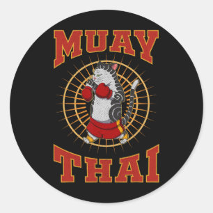 Muay Thai Thailand Vuist Ring Knie Vechttechniek Ronde Sticker