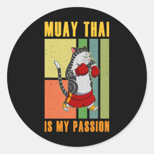 Muay Thai Thailand Vuist Ring Knie Vechttechniek Ronde Sticker