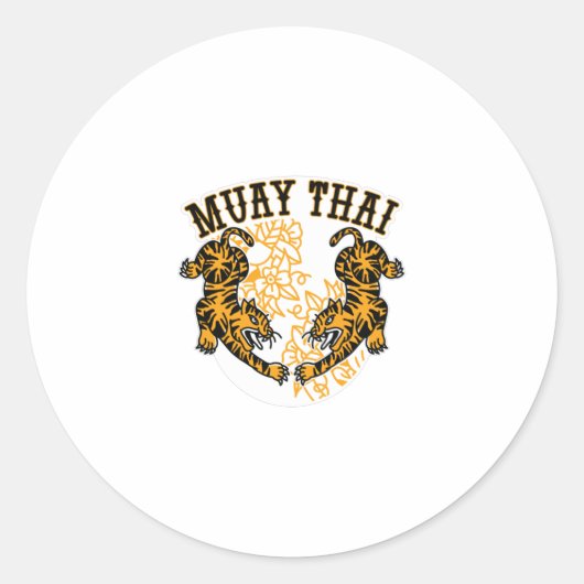 Muay Thai Tigers Ronde Sticker (Voorkant)