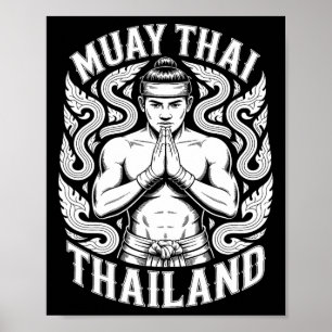 Muay Thai Training Kickboksen Thailand Vintage Tij Poster