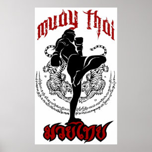 muay thai trap thailand martial art sport logo bad poster
