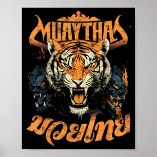 Muay Thai-vechter vintage tijger Muay Thai Poster