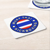 Muay Thai Vierkante Kartonnen Onderzetter (Schuin)