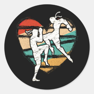 Muay Thai Vintage Design Retro Kickboxer Fighter Ronde Sticker
