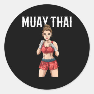 Muay Thai-vrouw - Thaise Boksen En Kickboksen  Ronde Sticker