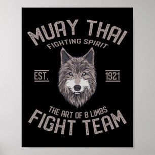 Muay Thai Wolf Thaise Boksen Kickboksen Poster