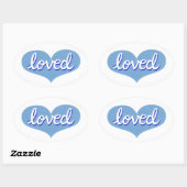 Much Loved - blauw liefdeshart - Ovale Sticker (Vel)