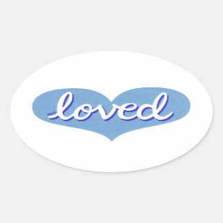 Much Loved - blauw liefdeshart - Ovale Sticker
