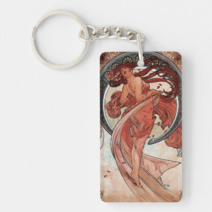 Mucha art deco nouveau dansende vrouw sleutelhanger