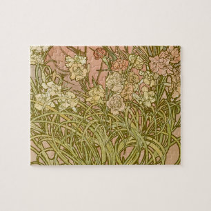 Mucha Art Nouveau-anjnbloemen Legpuzzel