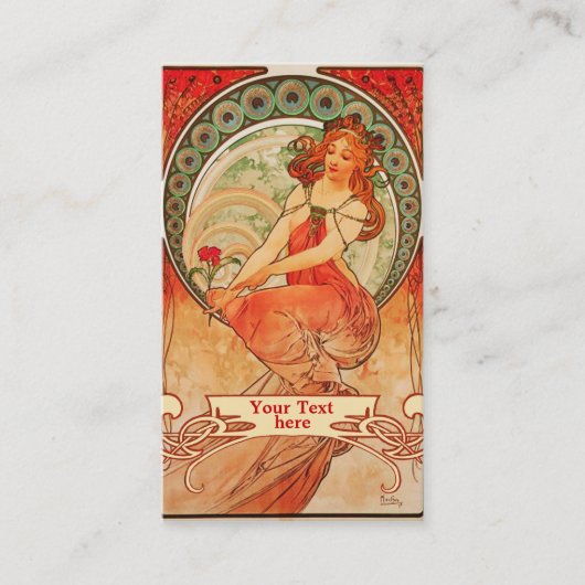 Mucha Art Nouveau - Art Deco-Visitekaartjes Visitekaartje (Voorkant)
