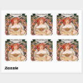 Mucha Art Nouveau Bookplate-Stickers Vierkante Sticker (Vel)