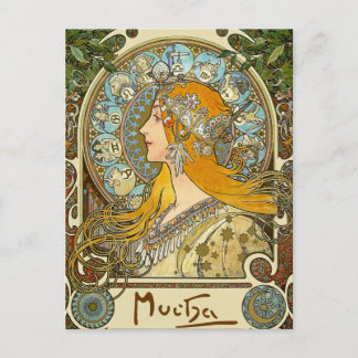 Mucha Art Nouveau Briefkaart - Zodiac - La Plume