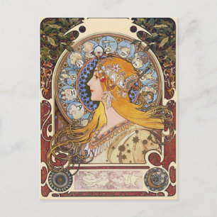 Mucha Art Nouveau Carte Postale - Zodiac - La Plum