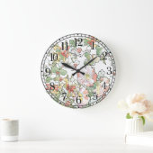 Mucha Art Nouveau Hollyhock Fleurs Horloge murale (Maison)
