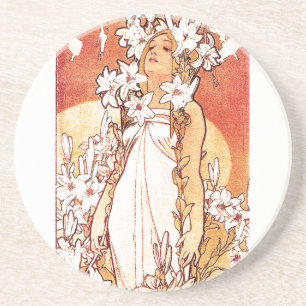 Mucha Art Nouveau Lady Onderzetter